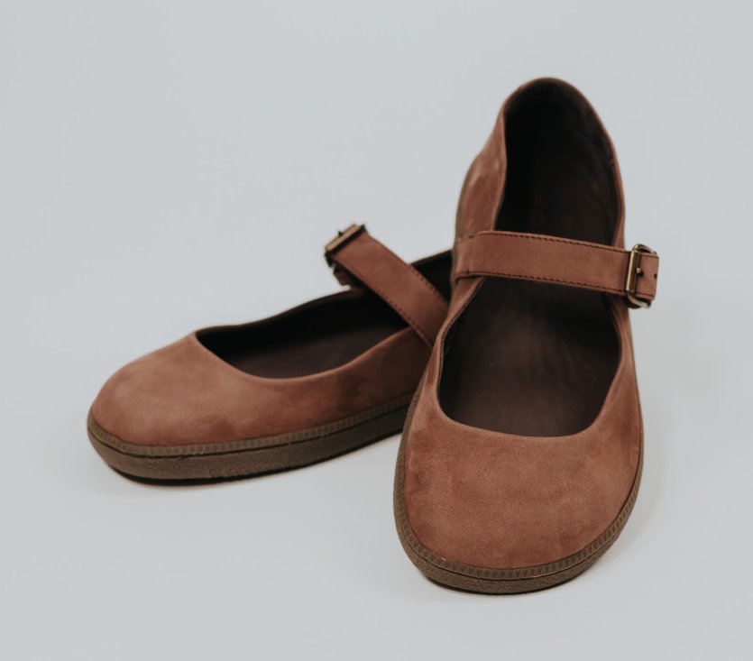 BREJD Juni ballet flat in cognac suede.